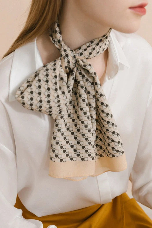 Lost Pattern NYC "Portals" Silk Crepe Scarf-Cream