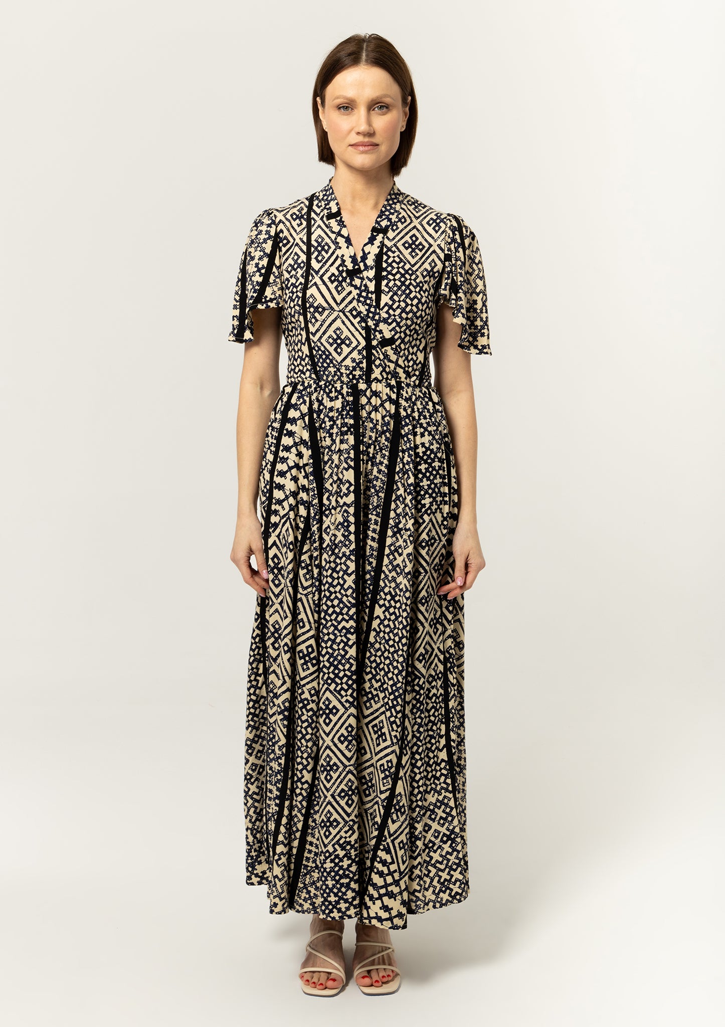 La Vie En Rose Dress | BEL KAZAN | Blue Terra Printed Rayon Crepe Dress ...