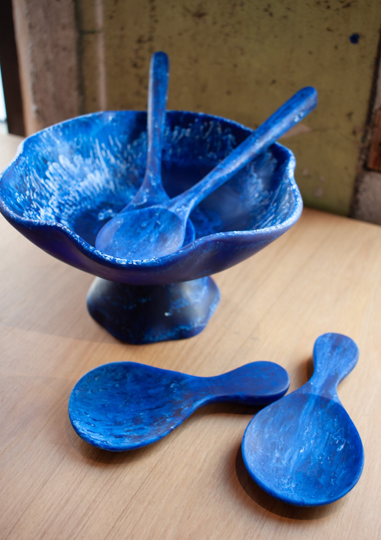 Blue Resin Serving Utensils (long set of 2)