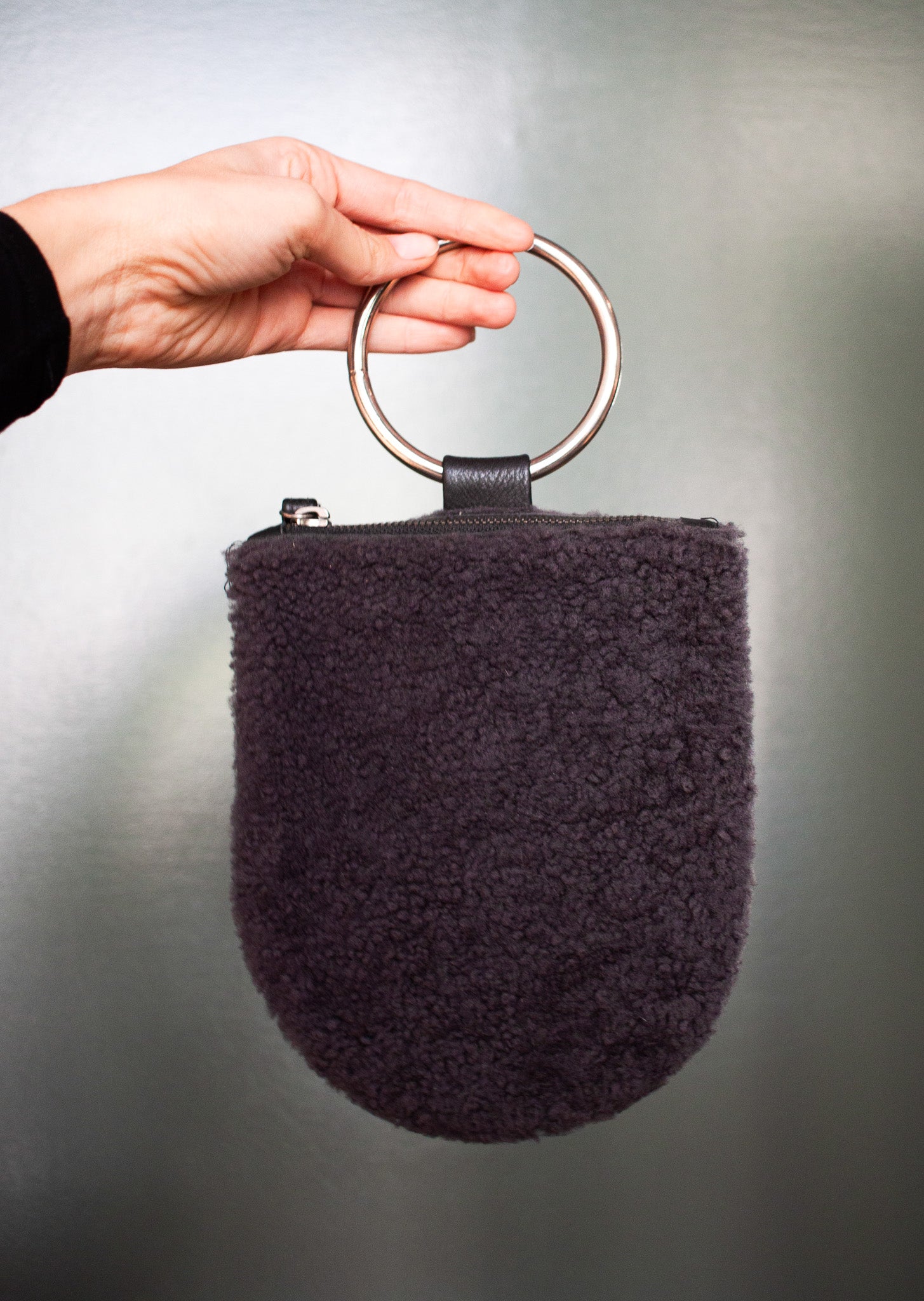 Kim White - Shearling Mini Ring Wristlet