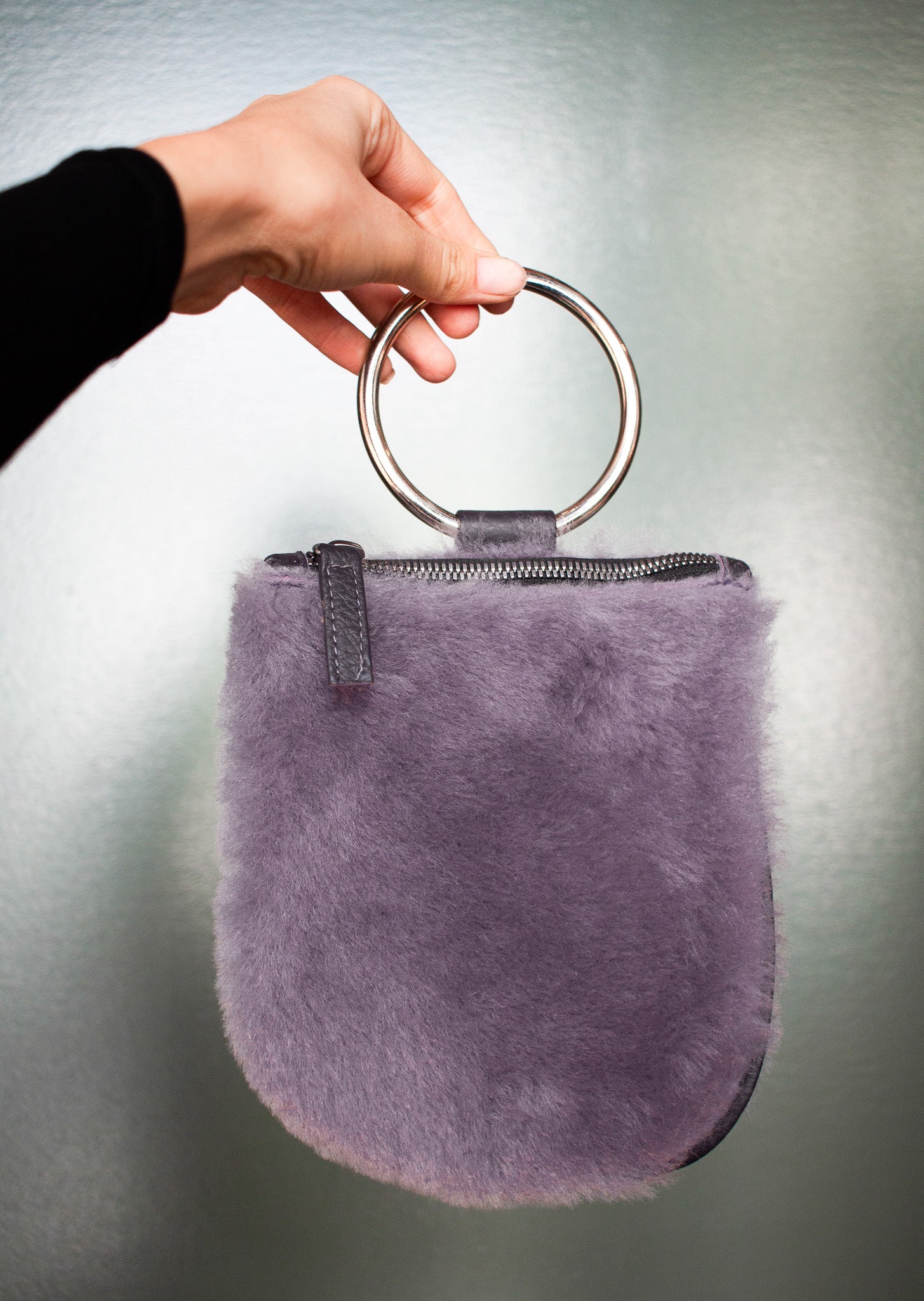 Kim White - Shearling Mini Ring Wristlet