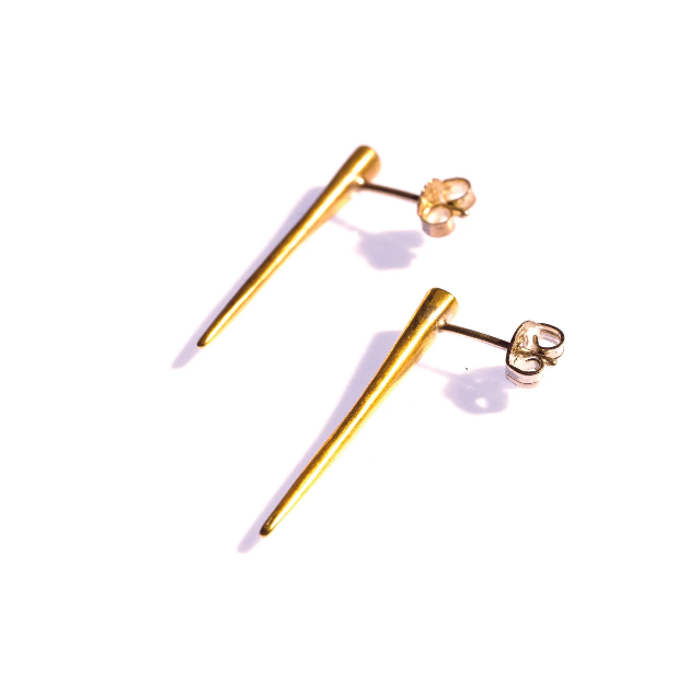 Kller Large Quill Spike Studs Brass Earrings