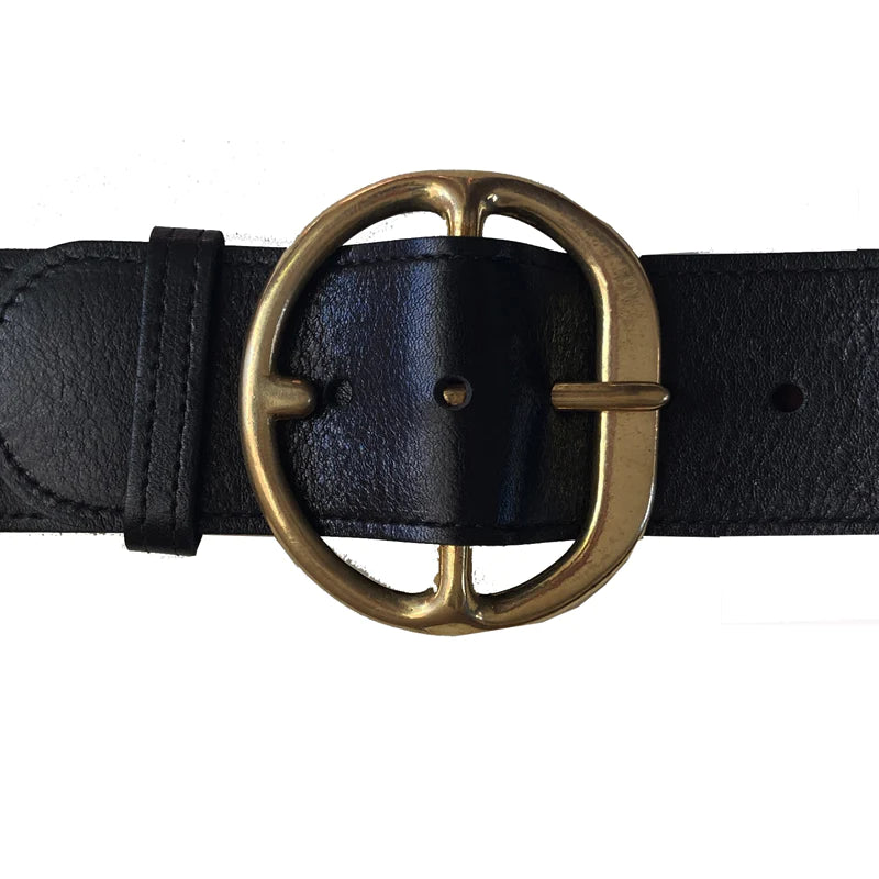 Kim White - Chunky Waist Belt - Black (Brass Buckle)