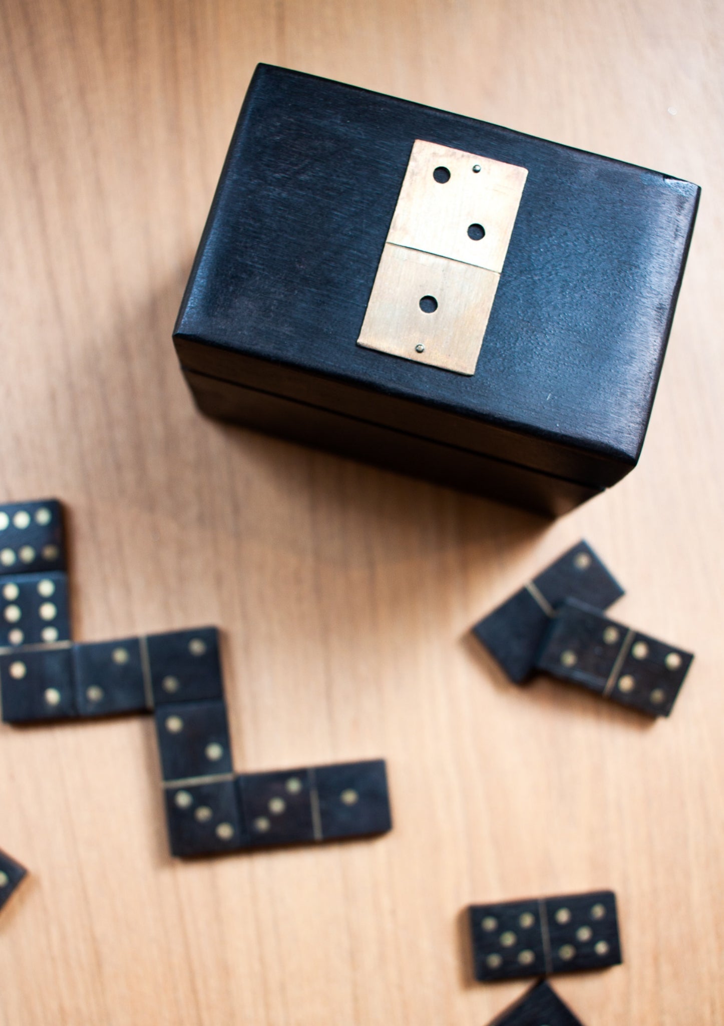 Wooden Domino - Back Box with Brass